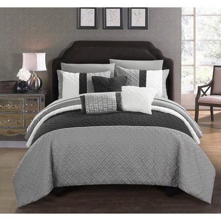 FIXTURESFIRST Lior Comforter Set, King Grey - 10 Piece FI2542246